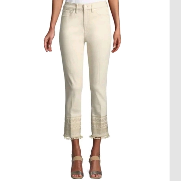 Tory Burch Pants - SOLD ‼️  Tory Burch Women's Lana Embroidered Cuff Jeans Pompom NWT $248.00 27 SM